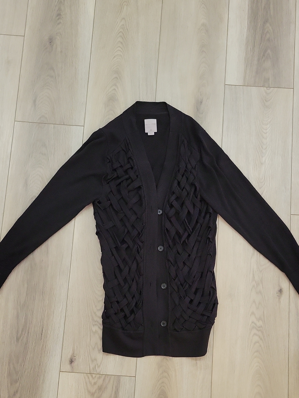 SLVRLAKE Black Woven-Detail Button Cardigan